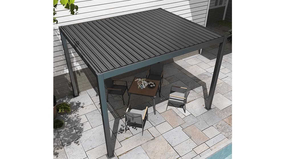 LAUSAINT HOME Outdoor Louvered Pergola 10'x13' with Gutter