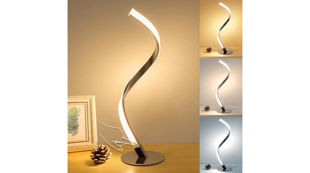 Modern Spiral Table Lamp, 3 Colors Touch Control Desk Lamp for Bedroom Living Room Office