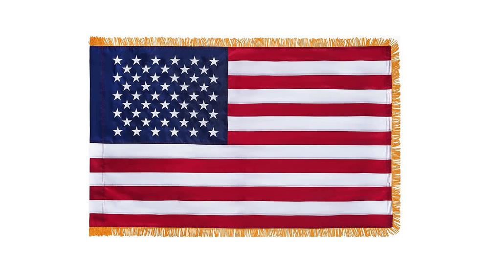 SYII American Flag with Gold Fringed 3x5 Feet Made in USA