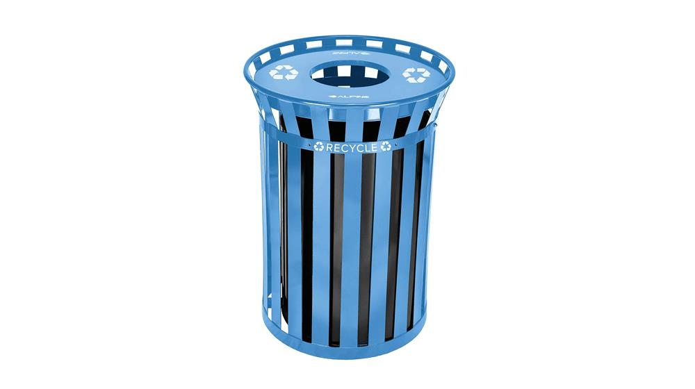 Alpine Industries Outdoor Metal Waste Receptacle - Heavy Duty Trash Can