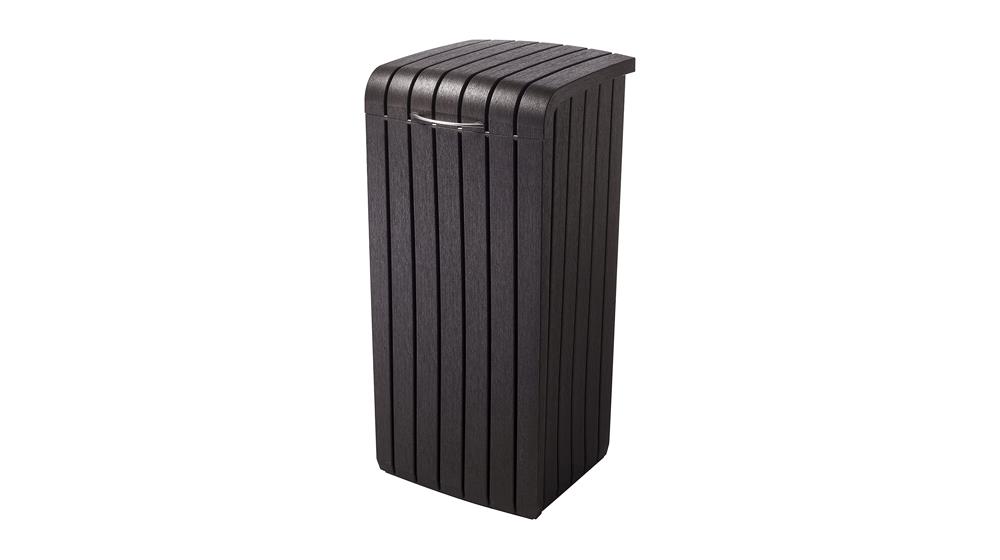 Keter Copenhagen 32 Gallon Resin Large Trash Can with Lid for Patio and Outdoor Kitchen