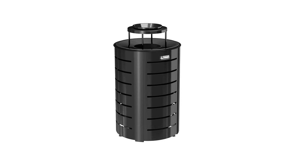 Suncast Commercial 35 Gallon Metal Outdoor Trash Can, Black