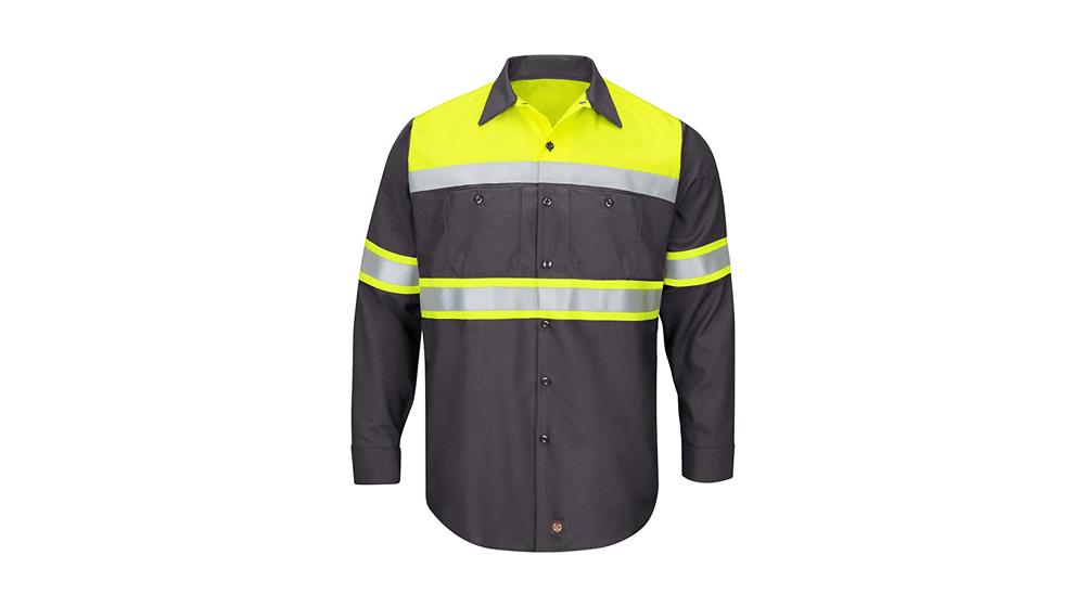 Red Kap Men's Hi-Visibility Long Sleeve Color Block Ripstop Work Shirt- Type O