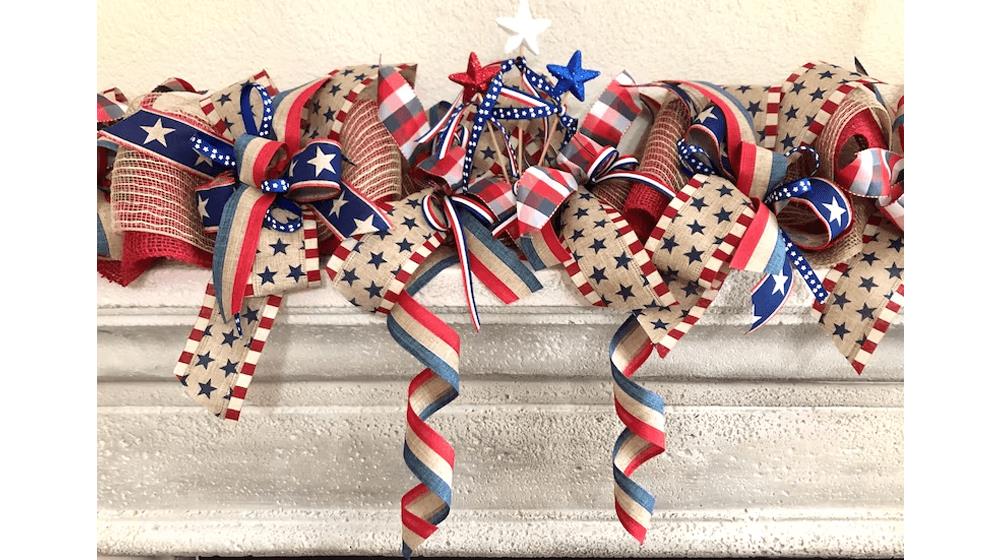 Patriotic, July 4th garland,memorial day, military garland decor, fourth of July decoration