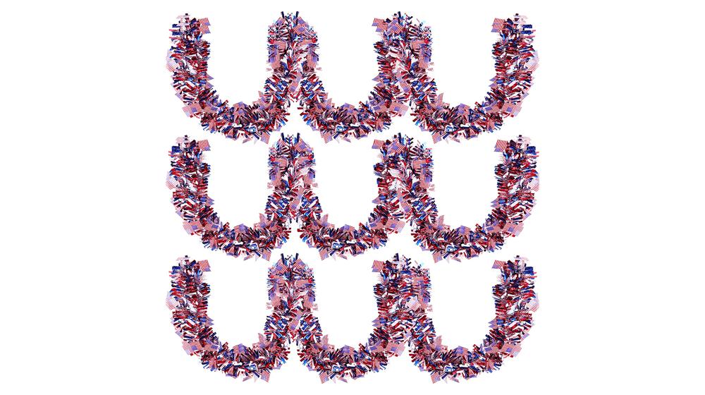MARFOREVER 3Pcs 19.7 Feet 4th of July Metallic Tinsel Twist Garland Patriotic Shiny Garland