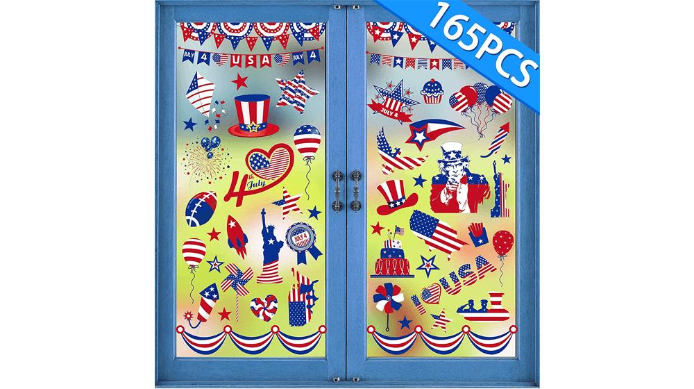 165PCS 4th, Fourth of July Window Clings Decorations