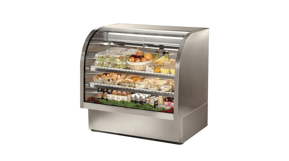 True TCGG-48-S Series Curved Glass Stainless Refrigerated Deli Case