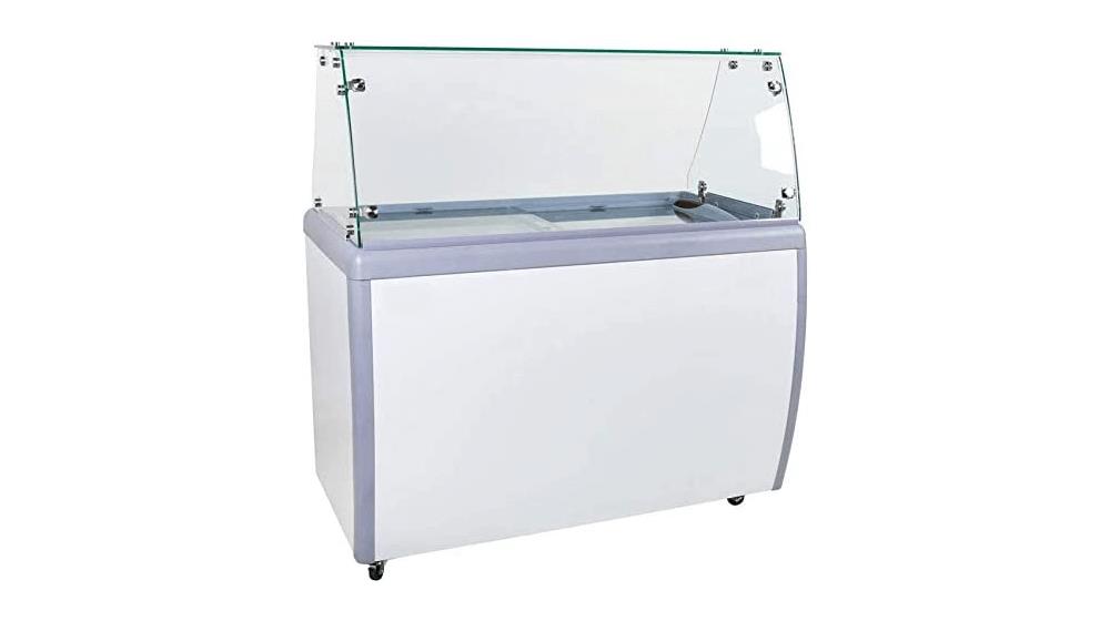 OMCAN 50-Inch Ice Cream Dipping Freezer with Flat Sneeze Guard