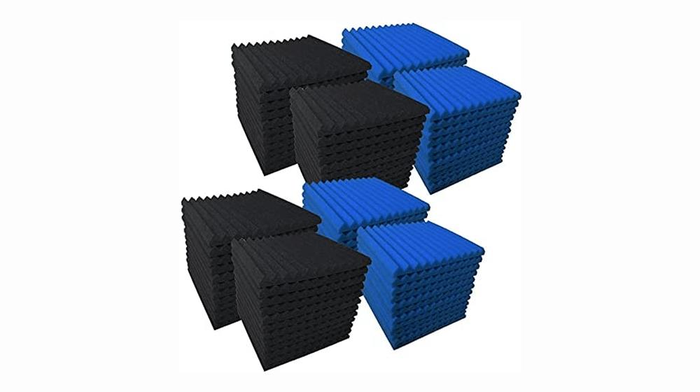 96 Pack Blue, black Absorb the echo Acoustic Foam Panel Wedge Studio Soundproofing Wall Tiles