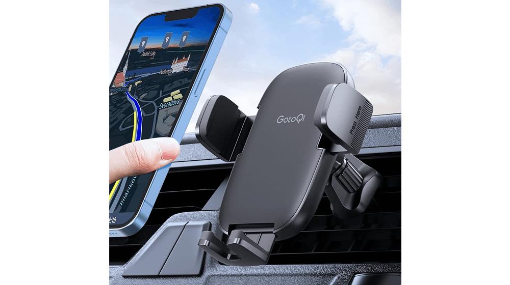 Car Phone Holder Mount, Sturdy Cell Phone Car Mount with Metal Hook Clip