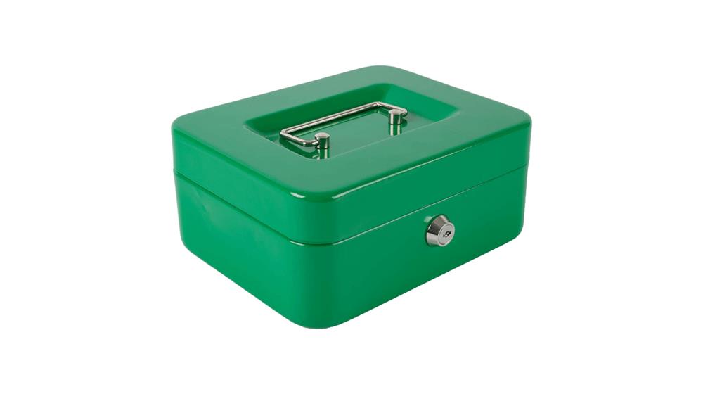 xydled Locking Steel Medium Cash Box with Removable Coin Tray and Key Lock