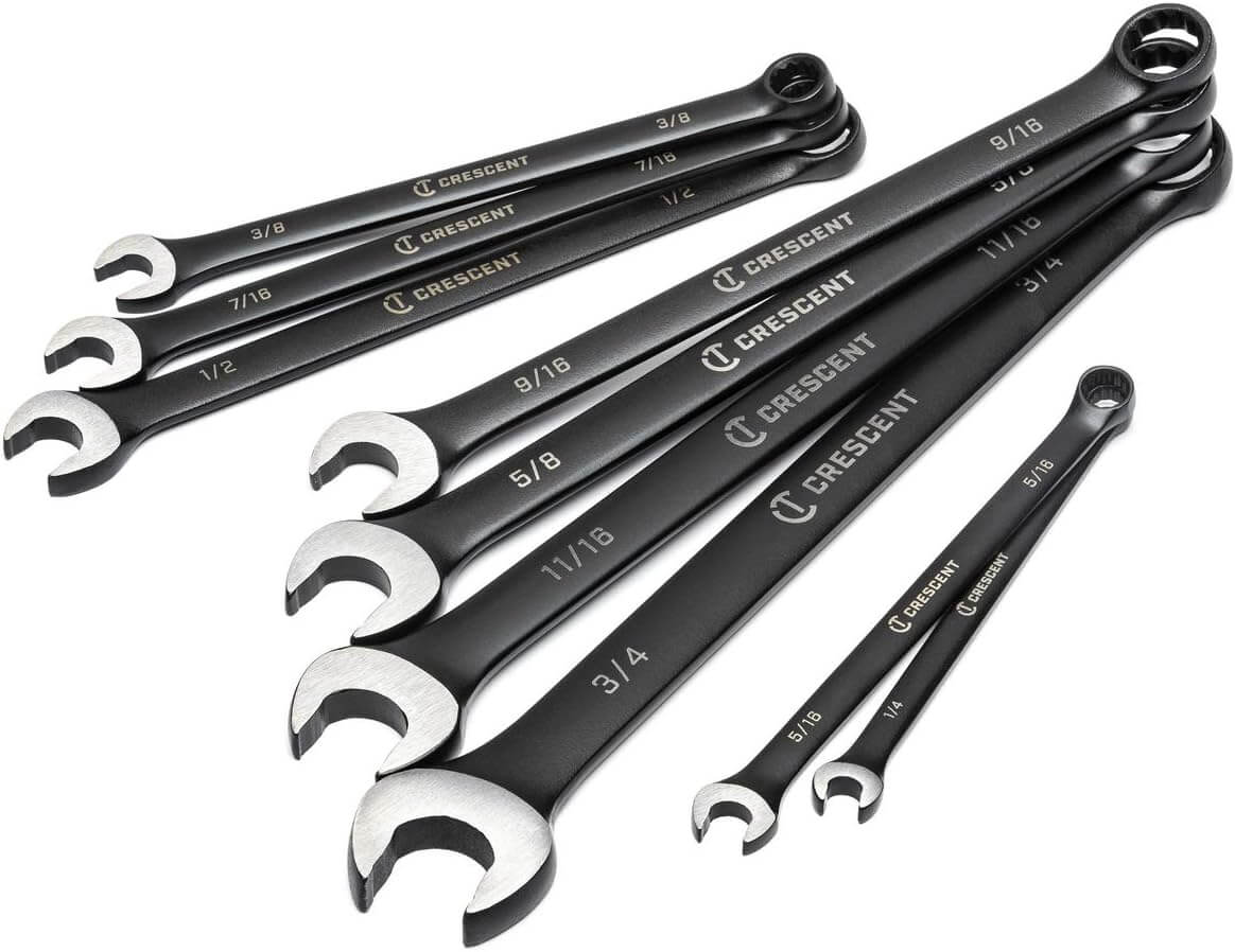 Crescent 9 Pc. X10 12 Point Long Pattern Combination SAE Wrench Set