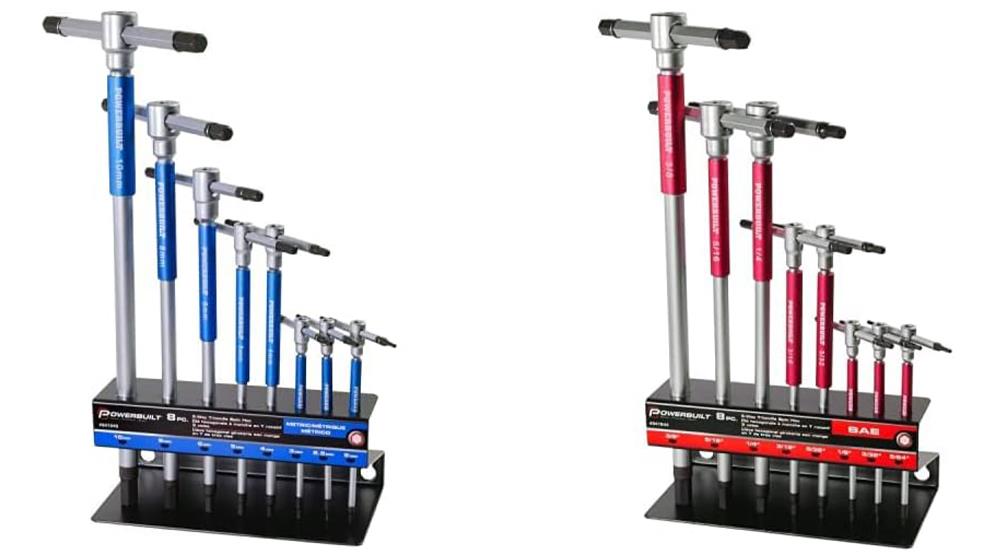 Powerbuilt 8 Pc Metric and SAE T-Handle Hex Allen Key Wrench