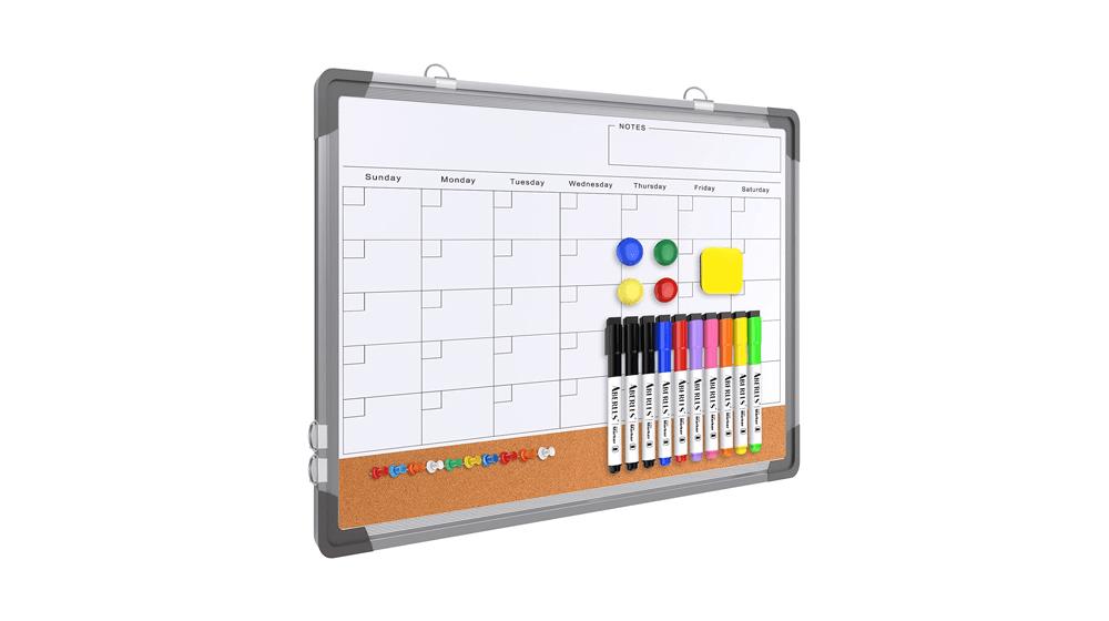 Monthly Calendar Whiteboard Dry Erase Cork Board Combination for Wall