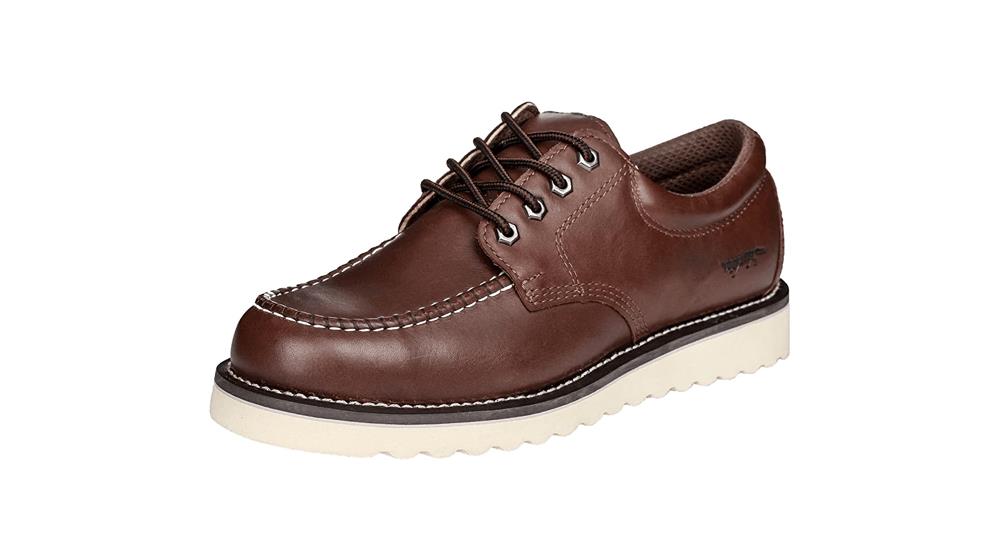 Golden Fox Work Shoe 4-inch Moc Toe Leather Men's Oxford for Construction & Casual