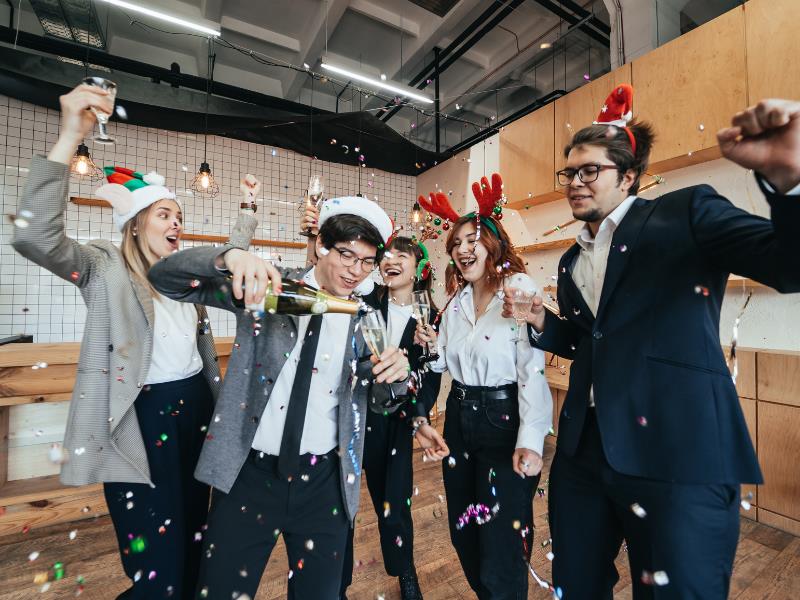 holiday stress can be offset with a holiday party like the one shown