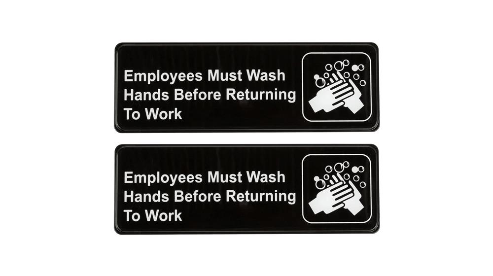 Employees Must Wash Hands Before Returning to Work Sign Black and White