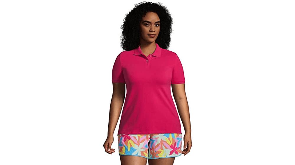 Lands' End Women's Mesh Cotton Short Sleeve Polo Shirt