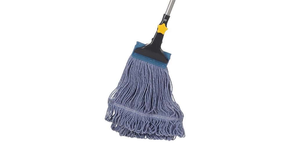 Yocada Looped-End String Wet Mop Heavy Duty Cotton Mop Commercial Industrial Grade Telescopic Iron Pole Jaw Clamp Floor Cleaning