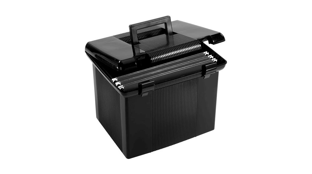 Pendaflex Portable File Box with File Rails, Hinged Lid with Double Latch Closure