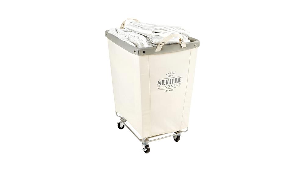Seville Classics Large Commercial Heavy Duty Rolling Steel Frame Laundry Hamper Canvas Cart Bin