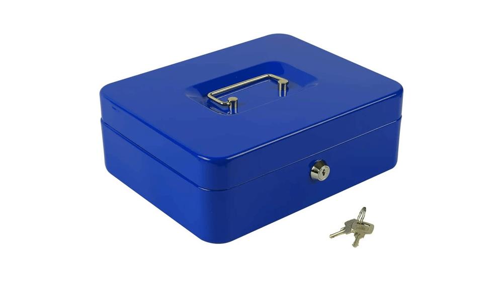 KYODOLED Large Lock Box with Money Tray,Storage Cash Box with Lock,Safe Metal Box for Money