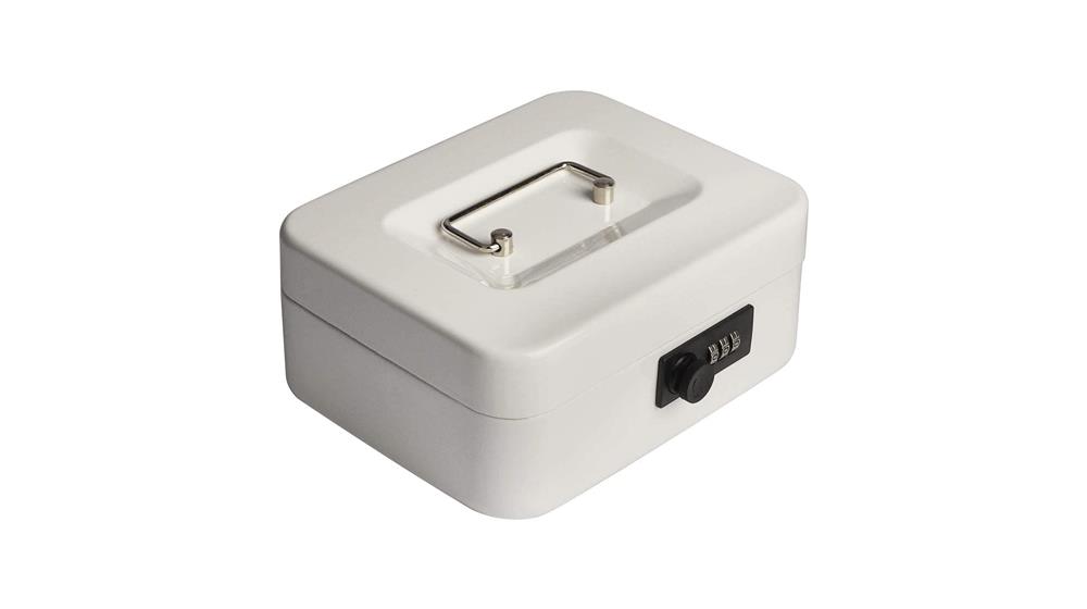 Decaller Cash Box with Combination Lock, Safe Metal Small Locking Box with Money Tray