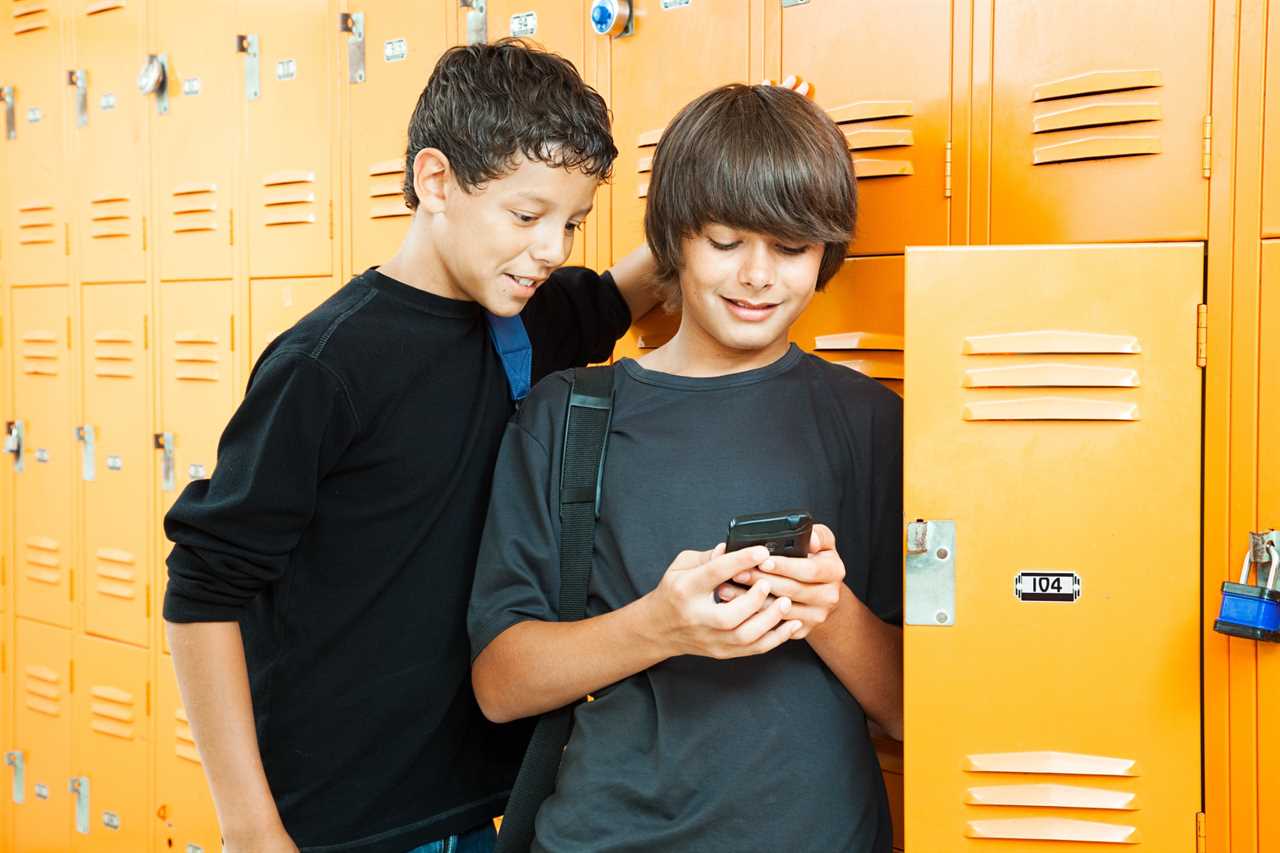 students on phone